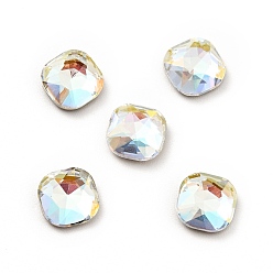 Light Crystal AB K 9 кабошоны из стеклянного страза, плоская задняя и задняя, граненые, квадратный, свет кристалл AB, 7x7x3 мм