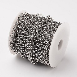 Stainless Steel Color 304 Stainless Steel Rolo Chains, Belcher Chain, with Spool, Unwelded, Stainless Steel Color, 6x2mm, about 32.8 Feet(10m)/roll