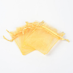 Goldenrod Organza Gift Bags with Drawstring, Jewelry Pouches, Wedding Party Christmas Favor Gift Bags, Goldenrod, 23x17cm
