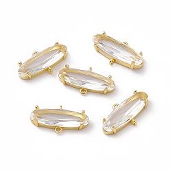 Прозрачный Подвески из латуни с покрытием для стойки, со стеклом, без кадмия, без никеля и без свинца, долговечный, реальный 18 k позолоченный, овальные связи, прозрачные, 11.5x21x4.5 мм, отверстие : 1.2 мм