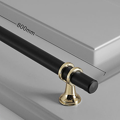 Black Aluminium Alloy T Bar Drawer Knob, with Alloy Findings, Cabinet Pulls Handles for Drawer Accessories, Tube, Black, 800x19x35mm, Hole Center: 700mm