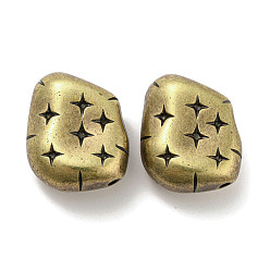 Antique Bronze CCB Plastic Beads, Nuggets with Star Pattern, Antique Bronze, 27x22x11mm, Hole: 2.5mm