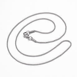 Stainless Steel Color 304 Stainless Steel Box Chain Necklace for Men Women, Stainless Steel Color, 23.62 inch(60cm)