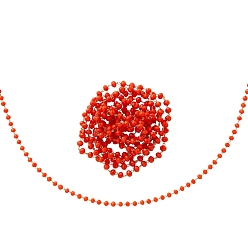 Orange Red Brass Handmade Faceted Glass Beaded Chains, Soldered, Long-Lasting Plated, Real 18K Gold Plated, Rondelle, Orange Red, 3.5x2.5mm