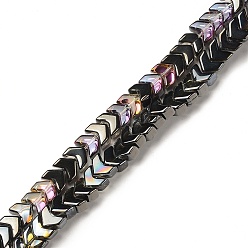 Gunmetal Plated Electroplate Transparent Glass Beads Strands, Half Plated, Arrow, Gunmetal Plated, 5x6x3.5mm, Hole: 0.8mm, about 190pcs/strand, 26.38 inch(67cm)