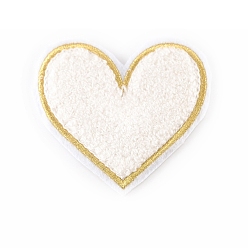White Cloth Computerized Embroidery Cloth Iron On/Sew On Patches, Heart, White, 75x70mm