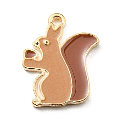 Squirrel Thanksgiving Day Alloy Enamel Pendants, Light Gold, Squirrel, 20x15.5x1x1.5mm, Hole: 1.6mm