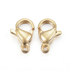 Real 24K Gold Plated 304 Stainless Steel Lobster Claw Clasps, Parrot Trigger Clasps, Real 24K Gold Plated, 15x9x4.5mm, Hole: 2mm