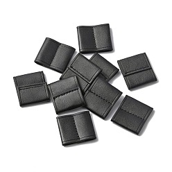 Black PU Leather Drawstring Stoppers, Drawstring Slider, for Bag, Black, 3.5x3.2x0.4cm