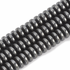 Non-magnetic Hematite Non-magnetic Synthetic Hematite Beads Strands, Rondelle, 6x3mm, Hole: 1mm, about 125~133pcs/strand, 15.7 inch