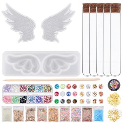 Mixed Color DIY Mace Silicone Molds Kits, Including Glass Test Tubes, Wood Stick, Nail Art Glitter, Nail Art Sequins/Paillette, Nail Art Tinfoil, Glass Beads, Natural Spiral Shell Beads, Alloy Pendants, Mixed Color,