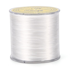 White Flat Japanese Crystal Elastic Stretch Thread, for Bracelets Gemstone Jewelry Making Beading Craft, White, 0.5mm, about 328 yards(300m)/roll