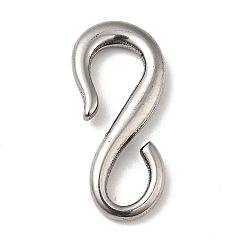 Antique Silver Tibetan Style 304 Stainless Steel S Hook Clasps, for Bracelets Making, Antique Silver, 29x13x3mm