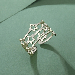 Нержавеющая Сталь Цвет Кольца-манжеты из нержавеющей стали, не тускнеющие, звезда, цвет нержавеющей стали, 13.4 мм