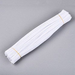 White Pipe Cleaners, DIY Chenille Stem Tinsel Garland Craft Wire, White, 300~305x5~7mm, about 95~100 strip/bundle