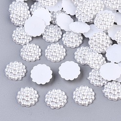 White ABS Plastic Imitation Pearl Cabochons, Flower, White, 13x4mm, about 1000pcs/bag