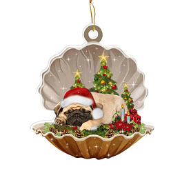 Wheat Cute Acrylic Shell Dog Pendants Decoration, for Christmas Tree Hanging Ornaments, Wheat, 80mm