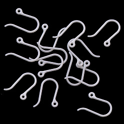 WhiteSmoke Plastic Earring Hooks, Ear Wire, with Horizontal Loop, WhiteSmoke, 11x9x0.6mm, 22 Gauge, Hole: 0.9mm