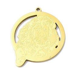 Golden 201 Stainless Steel Pendants, Laser Cut, Lion Charm, Golden, 29x25x1mm, Hole: 1.5mm