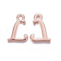 Letter L Rose Gold Plated Alloy Letter Pendants, Rack Plating, Cadmium Free & Lead Free, Letter.L, 13x8x2mm, Hole: 1.5mm