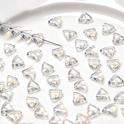 Clear Lampwork Beads, Triangle, Clear, 8x10mm, Hole: 0.8mm, 10pcs/bag