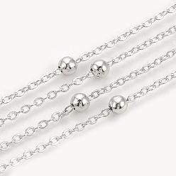 Платинированный 3.28 ноги латунные кабельные цепи, спутниковые сети, с круглых бусин, пайки, Плоско-овальные, Реальная платина, 2x1.5x0.2 мм