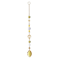 38mm horse eye pendant--golden Sun catcher crystal lighting pendant metal moon beads DIY pendant wedding bead curtain