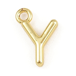 Letter Y Латунь прелести, стойки покрытие, долговечный, без кадмия и без свинца, реальный 18 k позолоченный, Письмо Y, 9.5x6.5x2 мм, отверстие : 1.2 мм