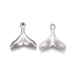 Stainless Steel Color 304 Stainless Steel Pendants, Whale Tail Shape, Stainless Steel Color, 11x11x1.5mm, Hole: 1.2mm