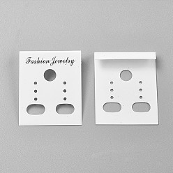 White Plastic Earring Display Card, Rectangle, White, 3.6~3.8x3cm