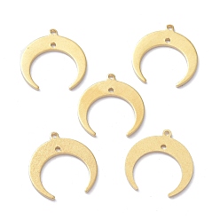 Raw(Unplated) Brass Pendant, for Jewelry Making, Double Horn/Crescent Moon, Raw(Unplated), 18.5x18x1mm, Hole: 1.2mm