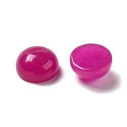 Medium Violet Red Natural White Jade Cabochons, Dyed, Half Round/Dome, Medium Violet Red, 8x4~4.5mm