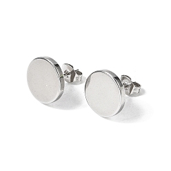 Нержавеющая Сталь Цвет 304 из нержавеющей стали серьги, плоско-круглые, цвет нержавеющей стали, 12 мм