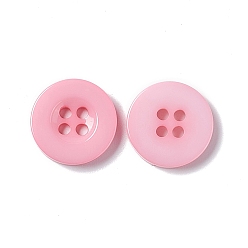 Pink Resin Buttons, Dyed, Flat Round, Pink, 30x3mm