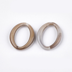 Camel Acrylic Linking Rings, Imitation Gemstone Style, Oval, Camel, 32x24.5x4.5mm