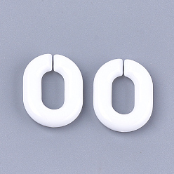 White Acrylic Linking Rings, Quick Link Connectors, For Jewelry Chains Making, Oval, White, 24x18x5mm, Hole: 13x7mm, about 400pcs/500g