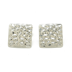 Stainless Steel Color 304 Stainless Steel Stud Earring Findings, with Loop and Ear Nuts/Earring Backs, Square, Stainless Steel Color, 19x19mm, Hole: 1.4mm, Pin: 0.8mm