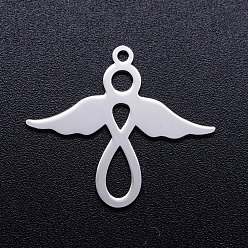 Stainless Steel Color 201 Stainless Steel Pendants, Angel, Stainless Steel Color, 21.5x25x1mm, Hole: 1.4mm