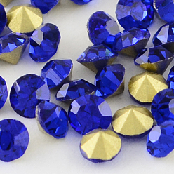 Sapphire Glass Pointed Back Rhinestone, Back Plated, Diamond, Sapphire, 8~8.3mm, about 144pcs/gross