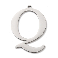 Letter Q 304 подвески из нержавеющей стали, буквы, Буква Q, 42x29x1.4 мм, отверстие : 2 мм