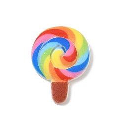Разноцветный Кабошоны из непрозрачной смолы, окрашенные распылением, имитация еды, леденец, красочный, 25x18x6 мм