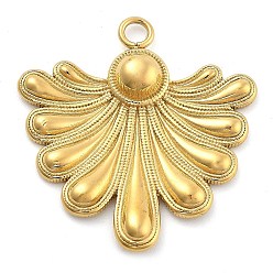 Chapado en Oro Real de 14K Revestimiento iónico (ip) 304 colgantes de acero inoxidable, encanto de la hoja, real 14 k chapado en oro, 27x25.5x3.5 mm, agujero: 2 mm