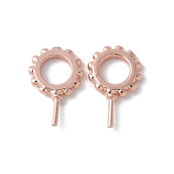 Розовое Золото Латунный микро-паве кубический цирконий, без свинца и без кадмия, долговечный, стойки покрытие, круглые, розовое золото , 11~13x8x1.5 мм, штифты : 1 мм