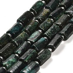 Fuchsite Natural Fuchsite Beads Strands, with Seed Beads, Faceted Column, 9~11x6~7.5x6~7.5mm, Hole: 1.2mm, about 30pcs/strand, 15.16~15.55 inch(38.5~39.5cm)