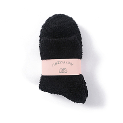 Black Polyester Faux Fur Knitting Socks, Winter Warm Thermal Socks, Black, 250x70mm