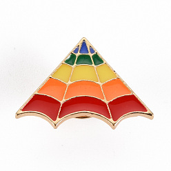 Colorful Alloy Enamel Brooches, Enamel Pins, with Brass Butterfly Clutches, Rainbow Kite, Cadmium Free & Nickel Free & Lead Free, Light Gold, Colorful, 3/4x1 inch(18.5x26.5mm), Pin: 1mm