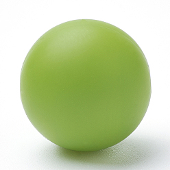 Yellow Green Food Grade Eco-Friendly Silicone Beads, Round, Yellow Green, 14~15mm, Hole: 2mm
