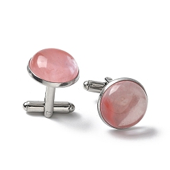 Вишневый Кварц 304 пуговицы на манжетах из нержавеющей стали., с вишневым кварцевым стеклом, для аксессуаров одежды, полукруглый, 30~31x17.5 мм