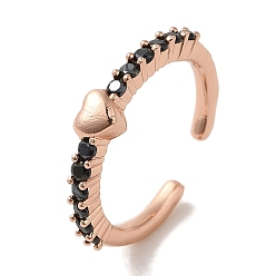 Черный Кольца-манжеты из латуни с микропаве из кубического циркония, долговечный, без свинца и без кадмия, чёрные, регулируемый