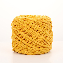 Gold Soft Crocheting Polyester Yarn, Thick Knitting Yarn for Scarf, Bag, Cushion Making, Gold, 6mm